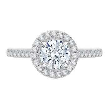 Round Cut Diamond Halo Engagement Ring In 14K Two-Tone Gold (Semi-Mount) CA0050E-37WP
