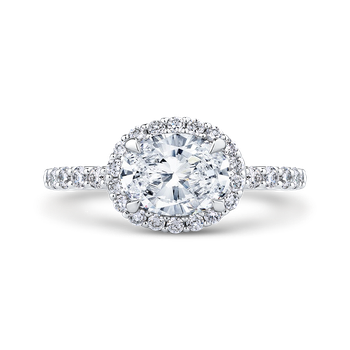 Oval Diamond Halo Engagement Ring In 14K White Gold (Semi-Mount) CAO0243EH-37W-1.50