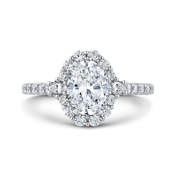 14K White Gold Oval Diamond Halo Engagement Ring (Semi-Mount) CAO0233EH-37W-1.50