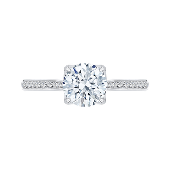 Round Diamond Cathedral Style Engagement Ring In 14K White Gold (Semi-Mount) CA0136EH-37W-1.50
