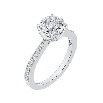 Round Diamond Cathedral Style Engagement Ring In 14K White Gold (Semi-Mount) CA0136EH-37W-1.50