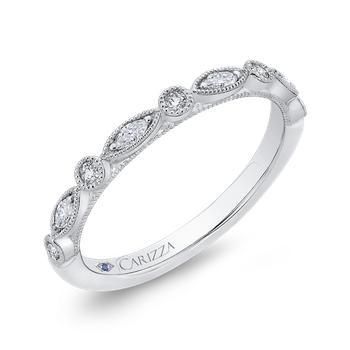 14K White Gold Round Diamond Half-Eternity Wedding Band CA0445BH-37W-1.00