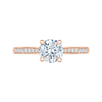 14K Rose Gold Round Cut Diamond Solitaire with Accents Engagement Ring (Semi-Mount) CA0040E-37P