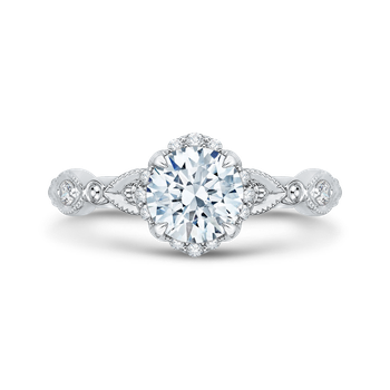 Round Diamond Engagement Ring In 14K White Gold (Semi-Mount) CA0103E-37W