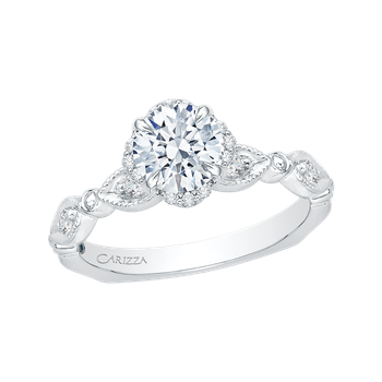 Round Diamond Engagement Ring In 14K White Gold (Semi-Mount) CA0103E-37W
