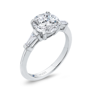 14K White Gold Round Diamond Classic Engagement Ring (Semi-Mount) CA0251E-37W-2.00