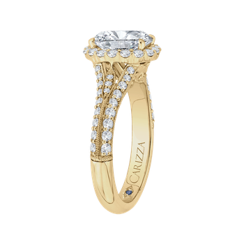 Oval Diamond Halo Vintage Engagement Ring In 14K Yellow Gold (Semi-Mount) CAO0220E-37-1.50