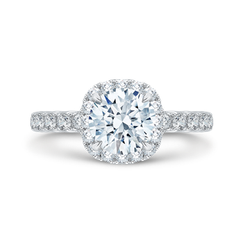 14K Two-Tone Gold Round Diamond Halo Engagement Ring (Semi-Mount) CA0084E-37WY