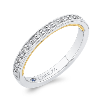 Round Cut Diamond Half-Eternity Wedding Band In 14K Two-Tone Gold CAQ0430BH-37WY-1.00