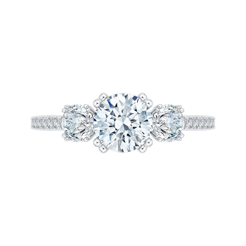 14K Two-Tone Gold Round Diamond Three-Stone Engagement Ring (Semi-Mount) CA0204E-37WY