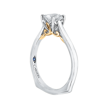 14K Two-Tone Gold Princess Cut Diamond Solitaire Engagement Ring (Semi-Mount) CAP0038E-WY
