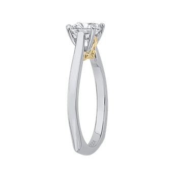 14K Two-Tone Gold Princess Cut Diamond Solitaire Engagement Ring (Semi-Mount) CAP0038E-WY