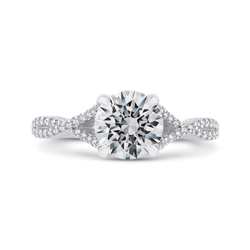 Round Diamond Engagement Ring In 14K White Gold with Split Shank (Semi-Mount) CA0450EH-37W-1.50