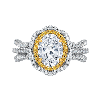 14K Two-Tone Gold Oval Diamond Double Halo Vintage Engagement Ring (Semi-Mount) CAO0194EYL-37WY-1.5