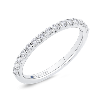 14K White Gold Round Diamond Half-Eternity Wedding Band CA0449BH-37W-1.50