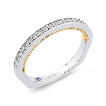 Round Diamond Half-Eternity Wedding Band In 14K Two-Tone Gold CA0402BH-37WY-1.50