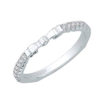 14K White Gold Round Diamond Wedding Band with Euro Shank CA0085B-37W