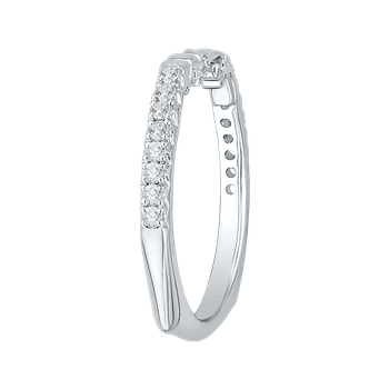 14K White Gold Round Diamond Wedding Band with Euro Shank CA0085B-37W