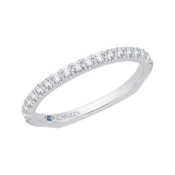 14K White Gold Round Diamond Wedding Band with Euro Shank CA0101B-37W