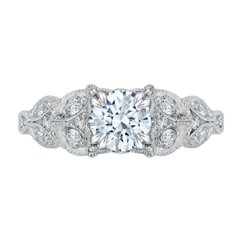 14K White Gold Round Diamond Floral Engagement Ring (Semi-Mount) CA0043E-37W