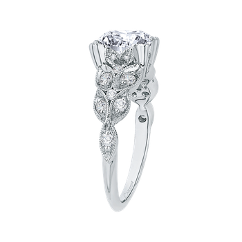 14K White Gold Round Diamond Floral Engagement Ring (Semi-Mount) CA0043E-37W
