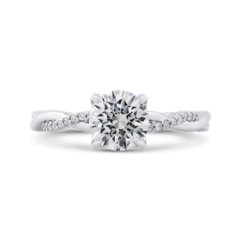 14K White Gold Round Diamond Engagement Ring with Criss-Cross Shank (Semi-Mount) CA0284E-37W-1.00