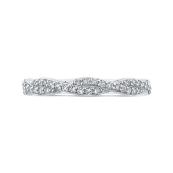 14K White Gold Round Diamond Crossover Wedding Band CA0246BQ-37W-1.00