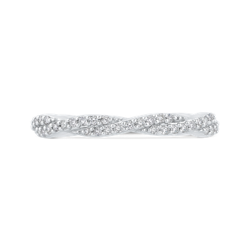 Round Cut Diamond Crossover Shank Half-Eternity Wedding Band In 14K White Gold CA0434BH-37W-1.50
