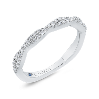 Round Cut Diamond Crossover Shank Half-Eternity Wedding Band In 14K White Gold CA0434BH-37W-1.50