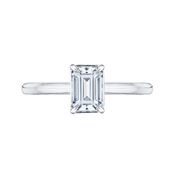 14K White Gold Emerald Cut Diamond Solitaire Engagement Ring (Semi-Mount) CAE0038E-W