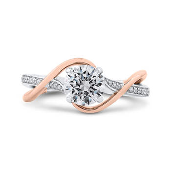14K Two-Tone Gold Round Diamond Engagement Ring with Split Shank (Semi-Mount) CA0282EH-37WP-1.00