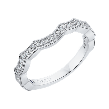 14K White Gold Round Diamond Wedding Band CA0150BQ-37W