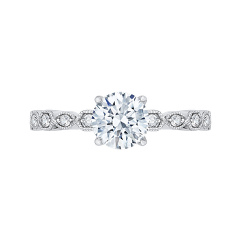 14K White Gold Round Diamond Floral Engagement Ring (Semi-Mount) CA0213EQ-37W