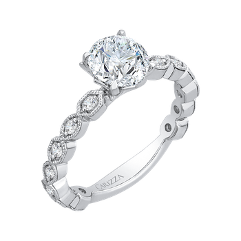 14K White Gold Round Diamond Floral Engagement Ring (Semi-Mount) CA0213EQ-37W