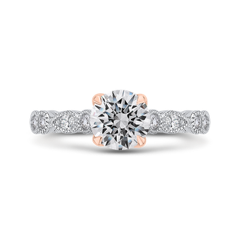 14K Two-Tone Gold Round Diamond Engagement Ring (Semi-Mount) CA0431EH-37WP-1.00