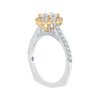 14K Two-Tone Gold Cushion Diamond Halo Engagement Ring (Semi-Mount) CAU0034E-37WY