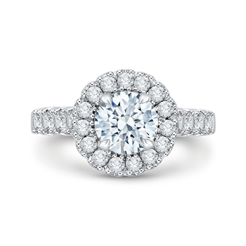 14K White Gold Round Halo Diamond Engagement Ring (Semi-Mount) CA0037E-37W