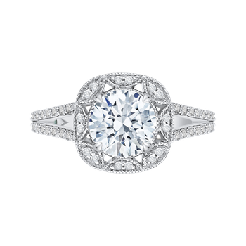 14K Two-Tone Gold Round Diamond Engagement Ring with Split Shank (Semi-Mount) CA0180EH-37WY-1.50