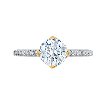 14K Two-Tone Gold Round Diamond Floral Engagement Ring (Semi-Mount) CA0191EH-37WY-1.50