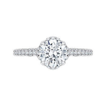 14K White Gold Round Diamond Floral Engagement Ring with Euro Shank (Semi-Mount) CA0102E-37W