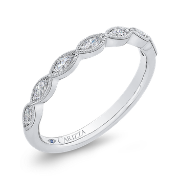 14K White Gold Marquise Diamond Wedding Band CA0407B-37W-1.50