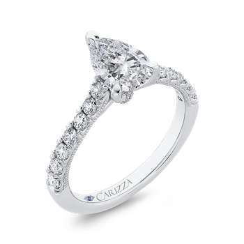 14K White Gold Pear Diamond Engagement Ring (Semi-Mount) CAA0427EH-37W-1.45