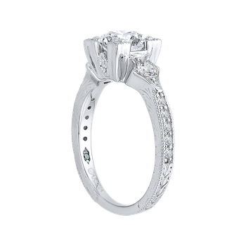 Round Diamond Vintage Engagement Ring In 14K White Gold (Semi-Mount) CA0046E-37W