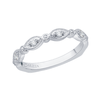 14K White Gold Round Diamond Wedding Band with Euro Shank CA0103B-37W