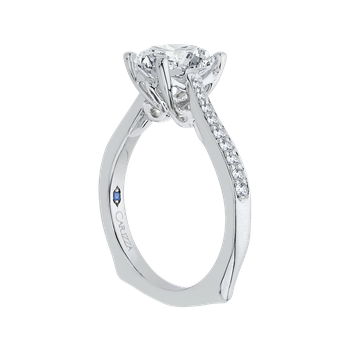 14K White Gold Round Diamond Solitaire with Accents Engagement Ring (Semi-Mount) CA0040E-37W-1.50