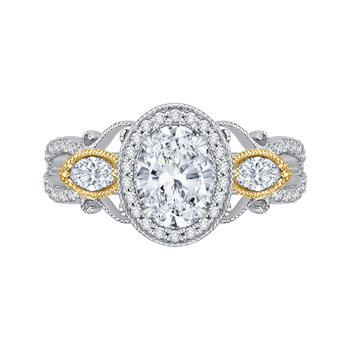 14K Two-Tone Gold Oval Diamond Halo Engagement Ring (Semi-Mount) CAO0175EH-37WY
