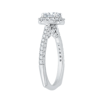14K White Gold Cushion Halo Diamond Engagement Ring (Semi-Mount) CAU0085E-37W
