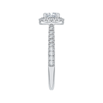 14K White Gold Cushion Halo Diamond Engagement Ring (Semi-Mount) CAU0085E-37W