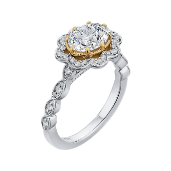 14K Two-Tone Gold Oval Diamond Halo Engagement Ring (Semi-Mount) CAO0165EH-37WY-1.50
