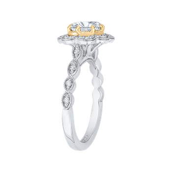 14K Two-Tone Gold Oval Diamond Halo Engagement Ring (Semi-Mount) CAO0165EH-37WY-1.50